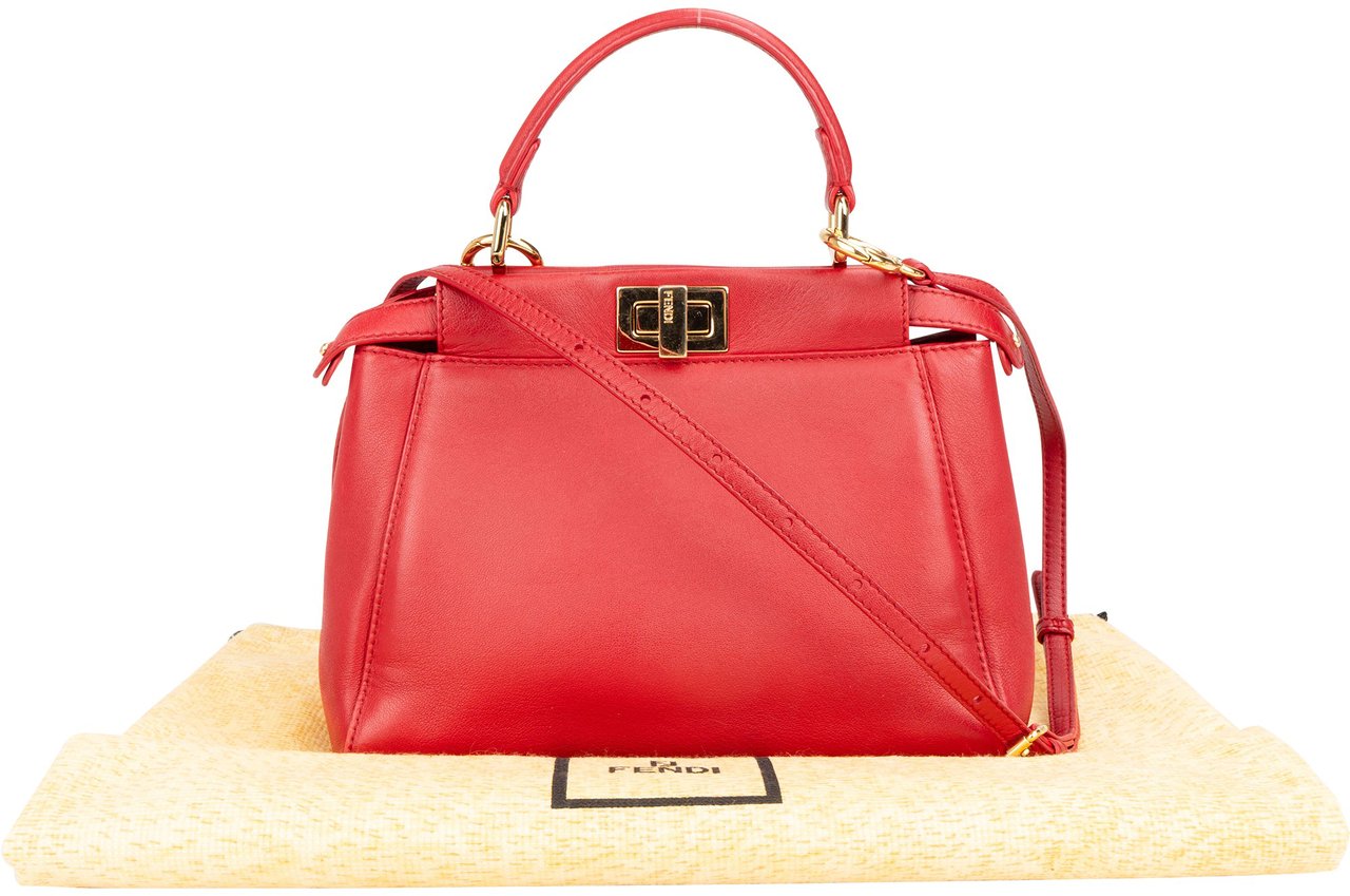Fendi Fendi Rouge Rouge Leather Peekaboo Handbag Divers