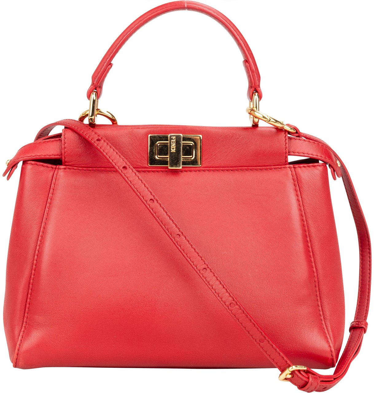 Fendi Fendi Rouge Rouge Leather Peekaboo Handbag Divers