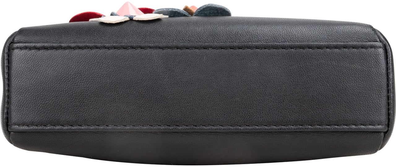 Fendi Fendi Black Leather Floral Mini Peekaboo Handbag Divers