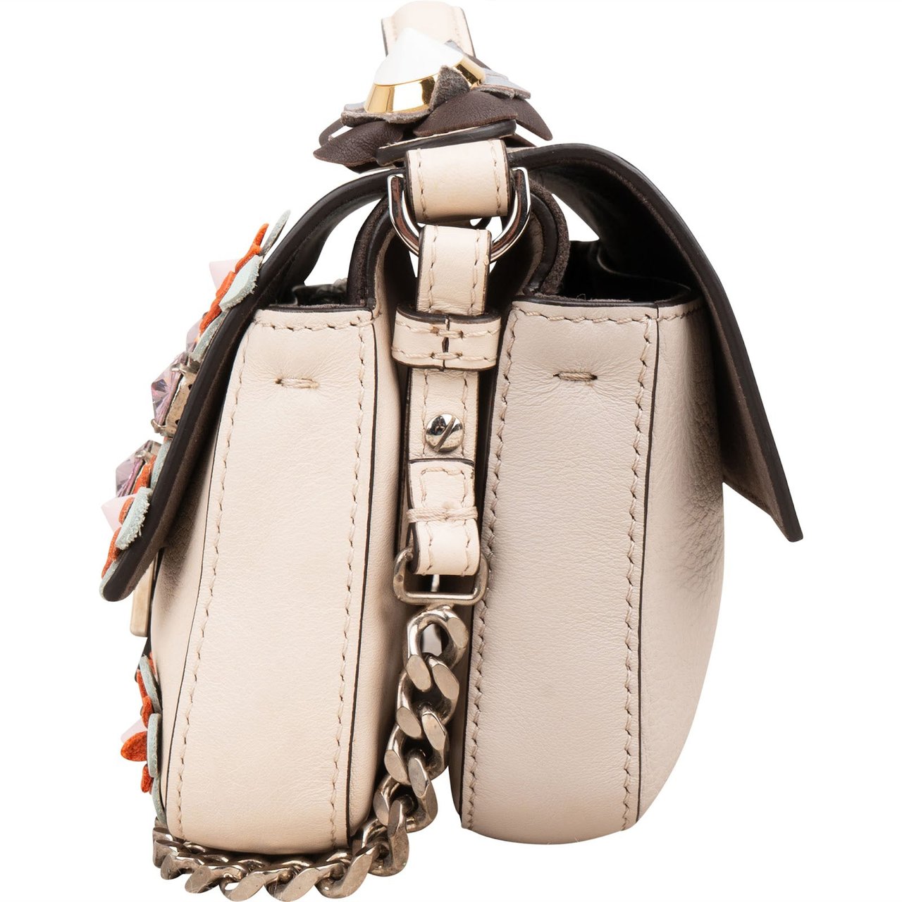 Fendi Leather Flowerland Double Micro Baguette Crossbody Bag Divers