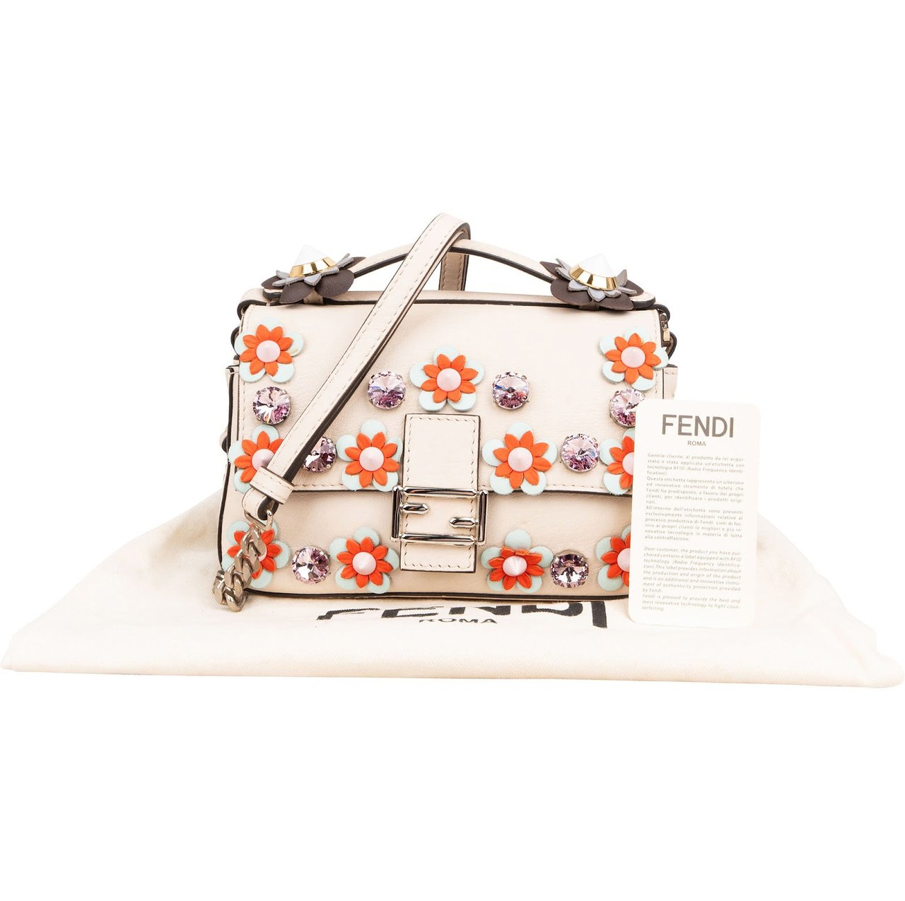 Fendi Leather Flowerland Double Micro Baguette Crossbody Bag Divers