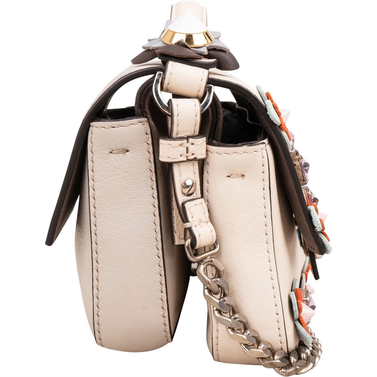 Fendi Leather Flowerland Double Micro Baguette Crossbody Bag Divers