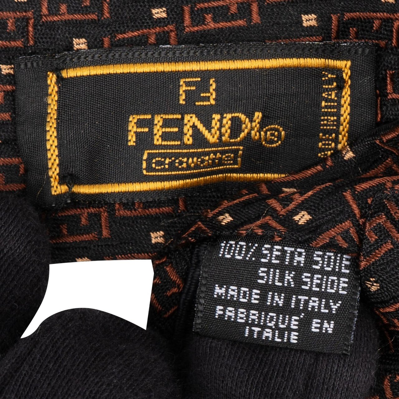 Fendi Monogram Zucca Pattern Silk Tie Krawatte Zwart