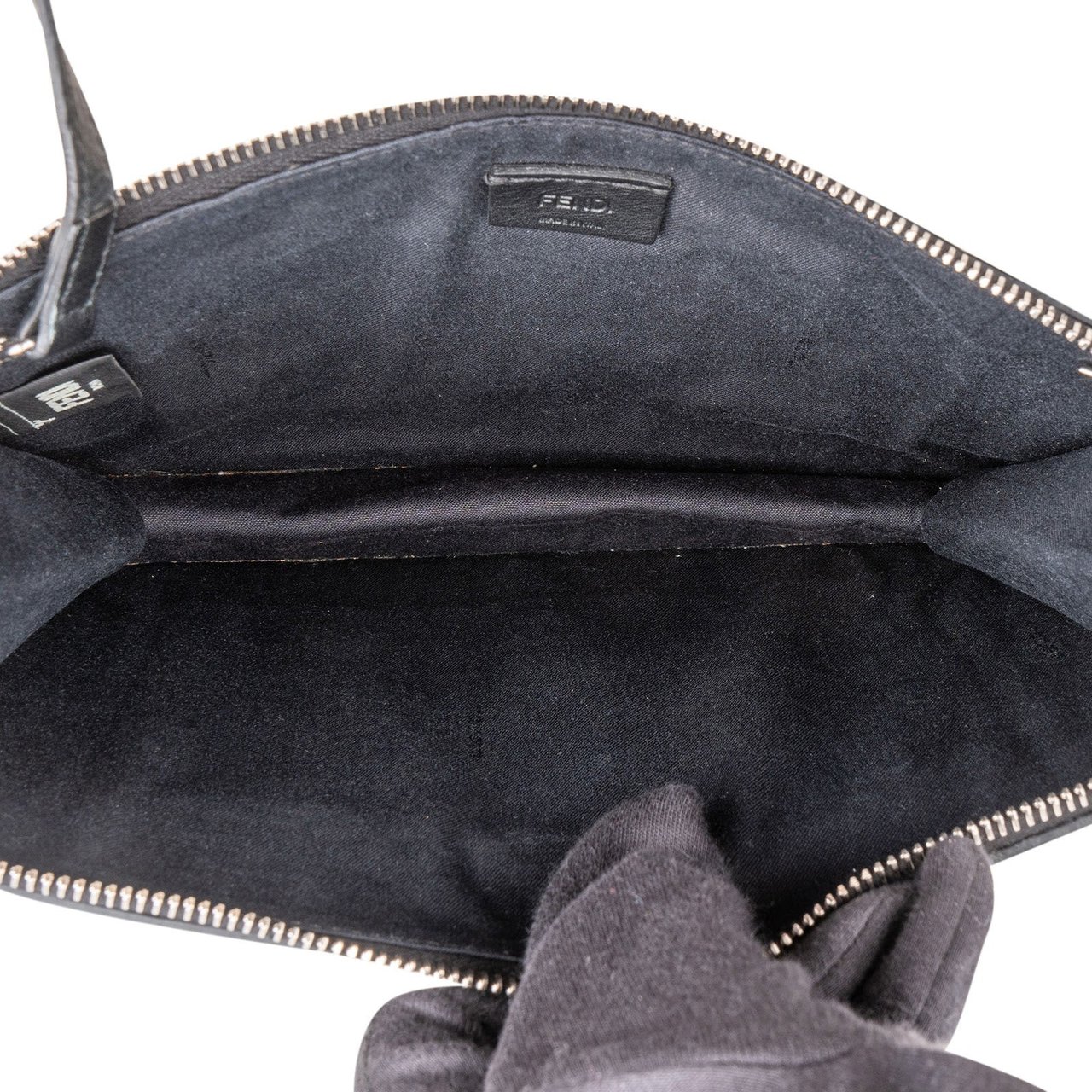 Fendi Black Leather Rainbow Studded Crossbody Bag Zwart