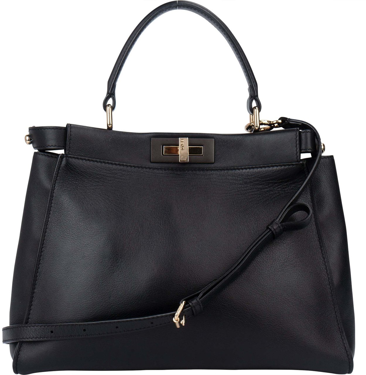 Fendi Fendi Classic Leather Peekaboo Handbag Zwart