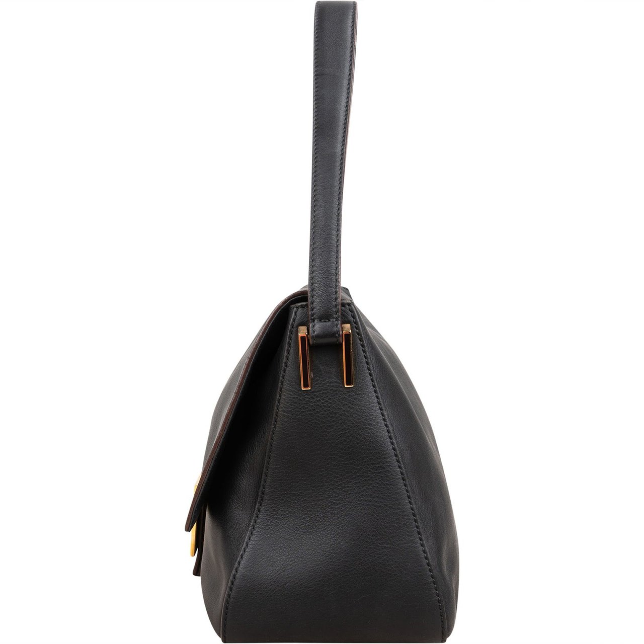 Fendi Black Leather Mamma Baguette Shoulder Bag Zwart
