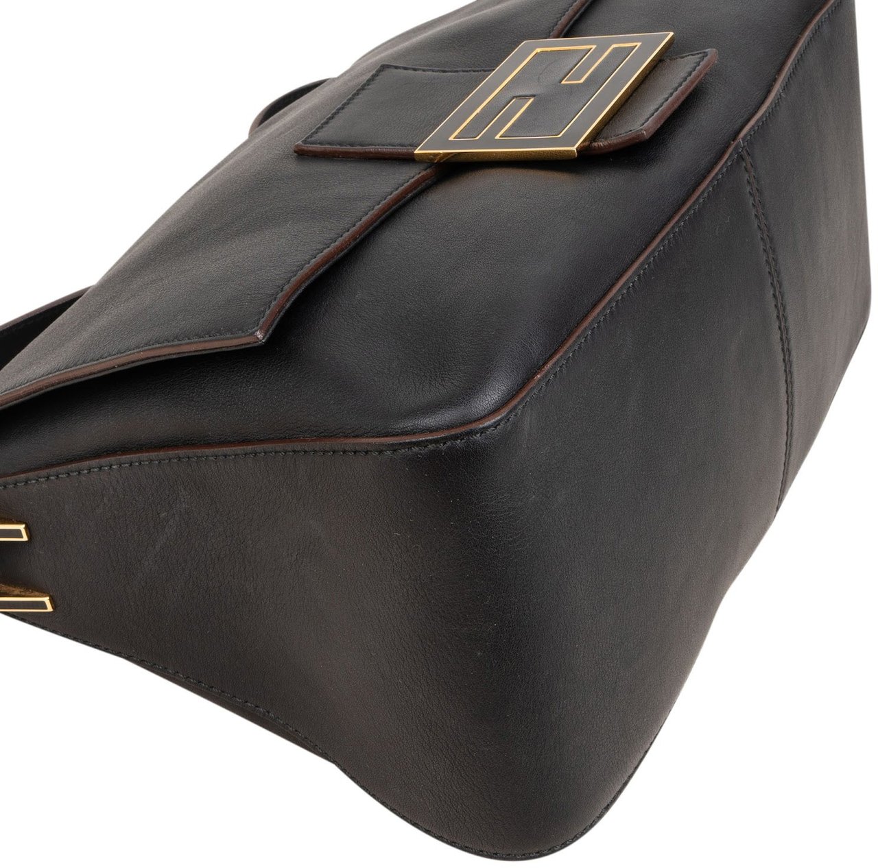 Fendi Black Leather Mamma Baguette Shoulder Bag Zwart