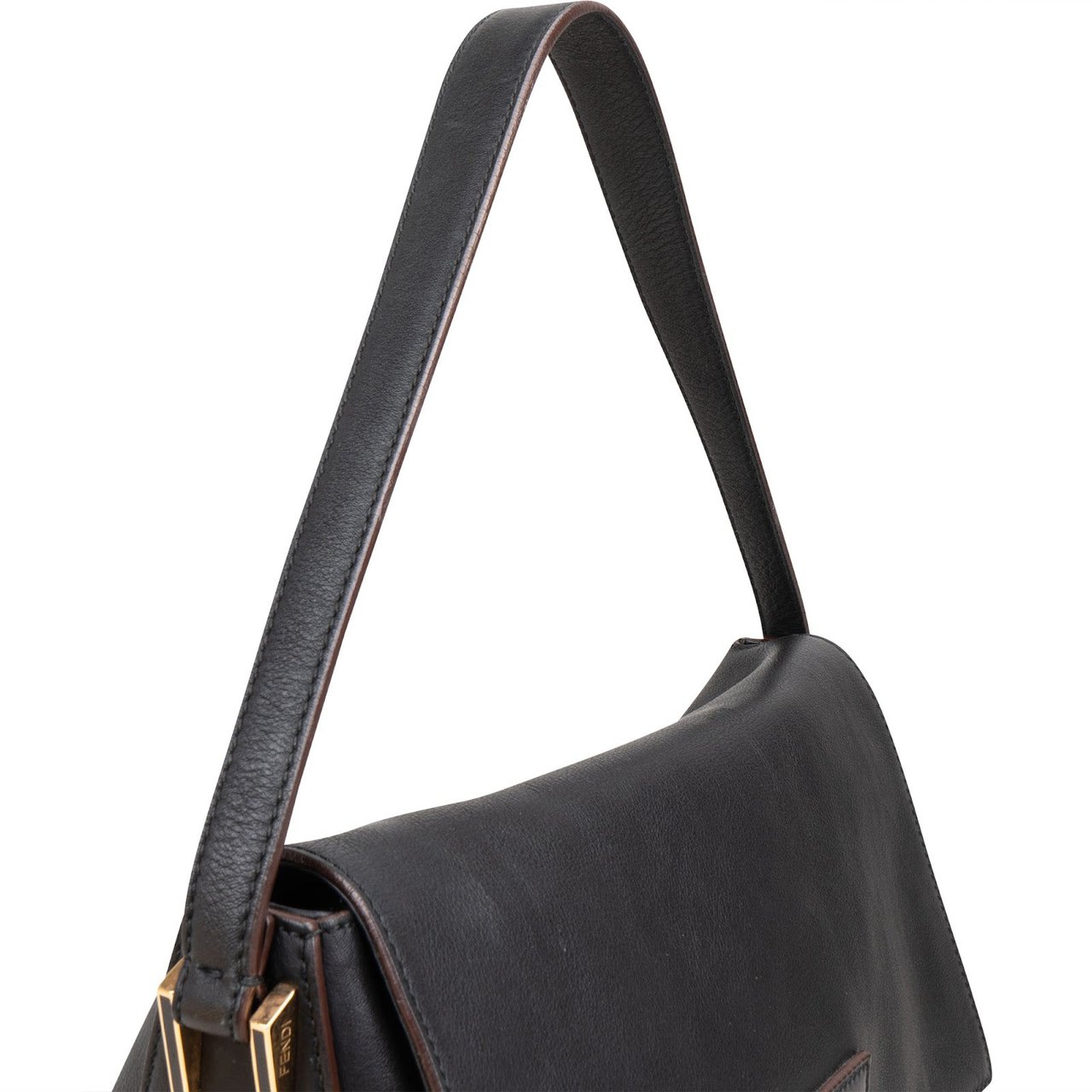 Fendi Black Leather Mamma Baguette Shoulder Bag Zwart