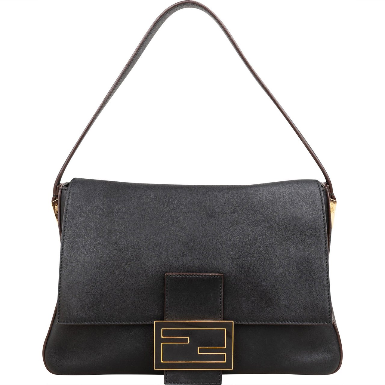 Fendi Black Leather Mamma Baguette Shoulder Bag Zwart