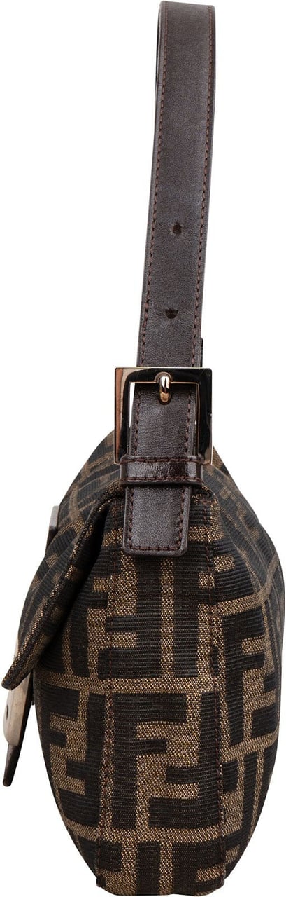 Fendi Monogram Zucca Baguette Shoulder Bag Bruin