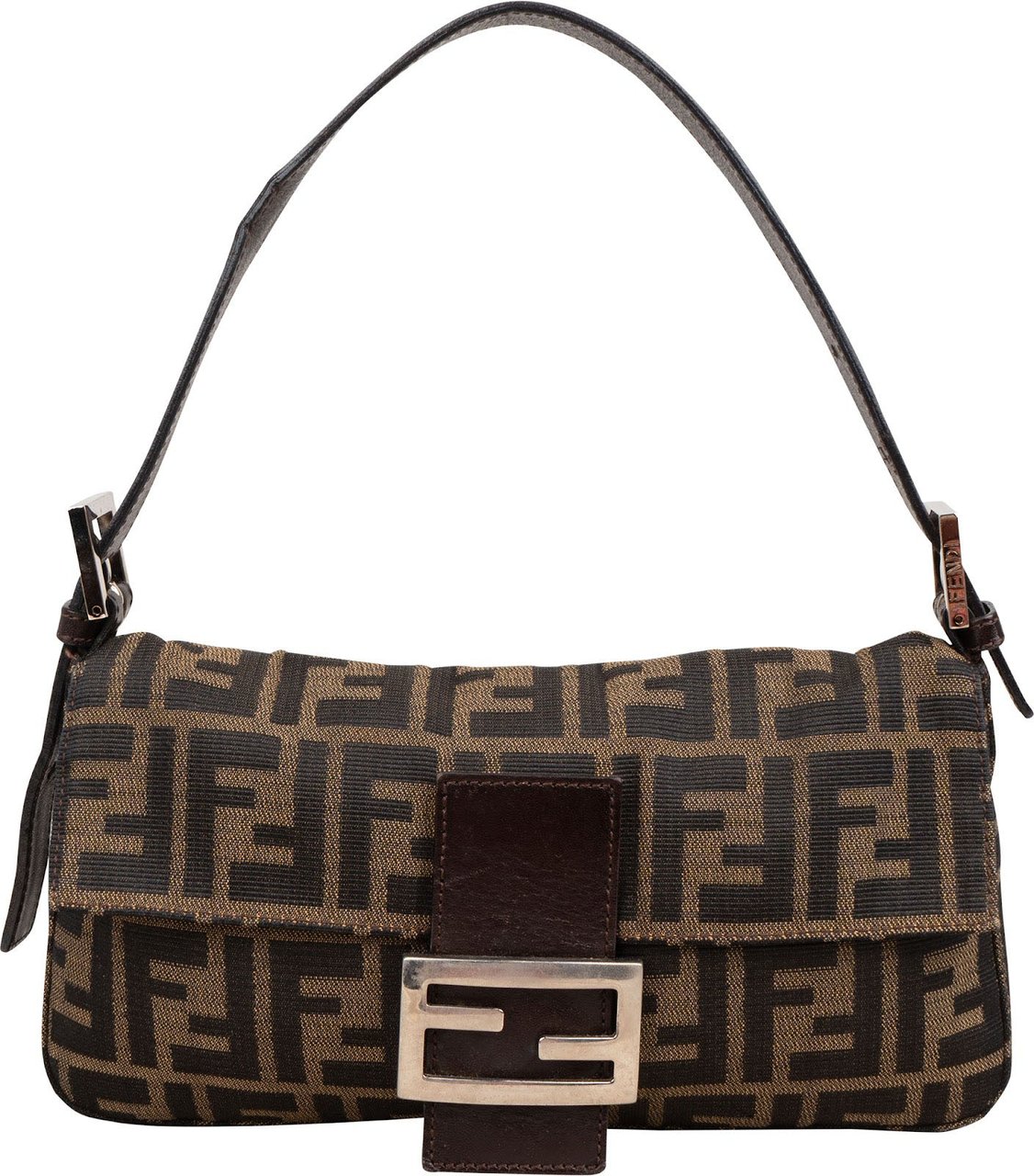 Fendi Monogram Zucca Baguette Shoulder Bag Bruin