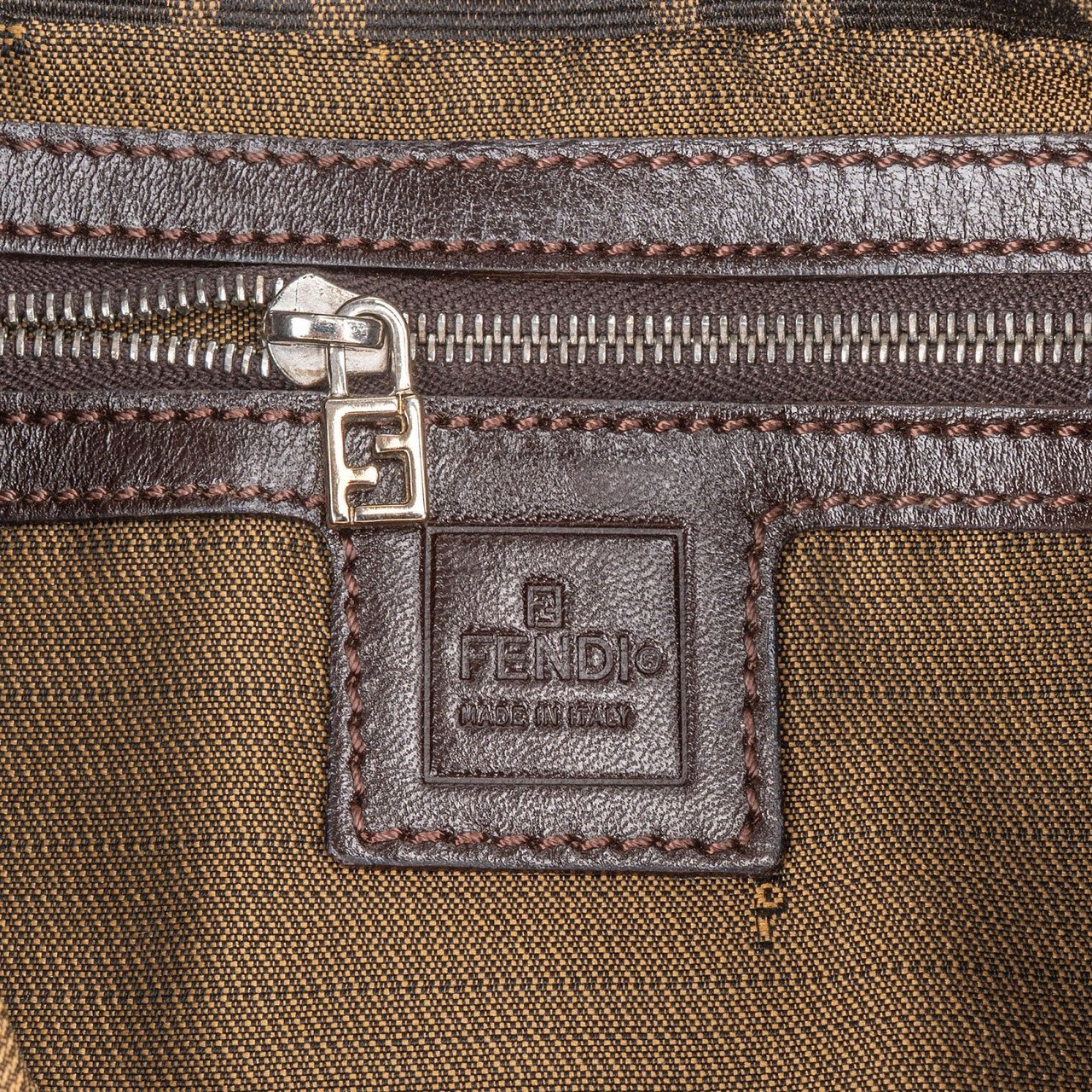 Fendi Monogram Zucca Baguette Shoulder Bag Bruin