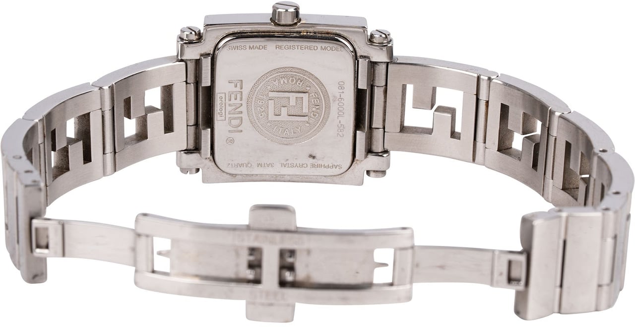 Fendi Silver Tone Quadro Square 6000L Woman Watch Divers