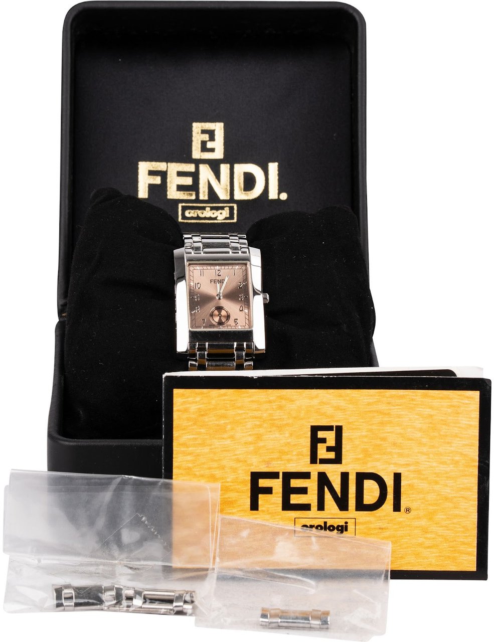 Fendi Silver Tone Classico Quadro Square Tank 7000G Women Watch Divers