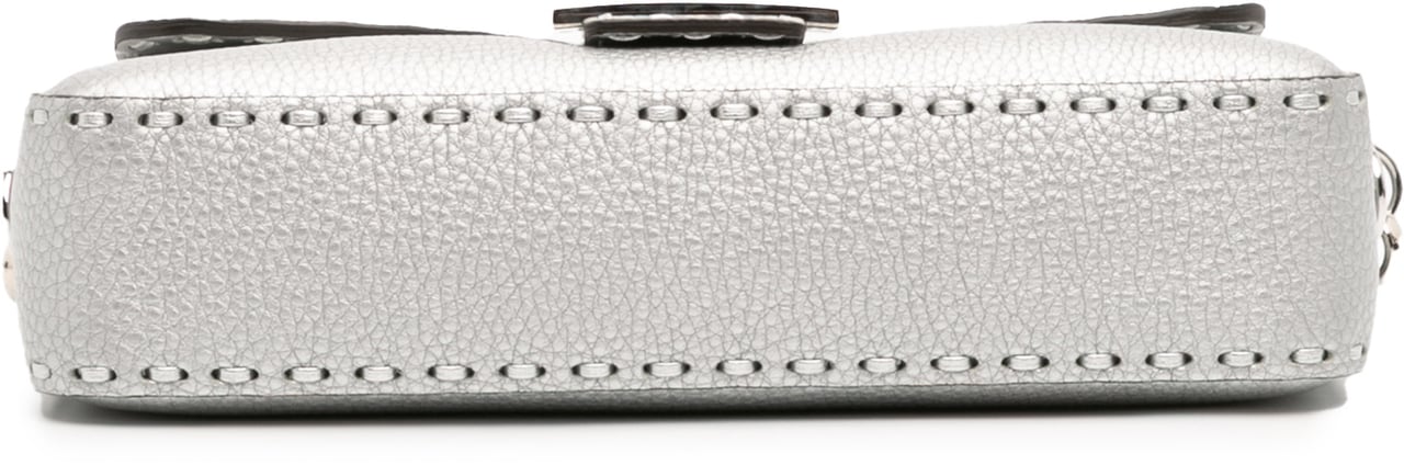 Fendi Leather Selleria Baguette Satchel Zilver