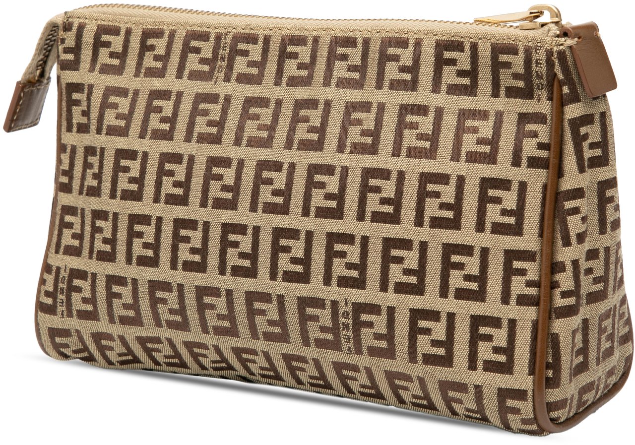 Fendi Zucchino Canvas Pouch Bruin