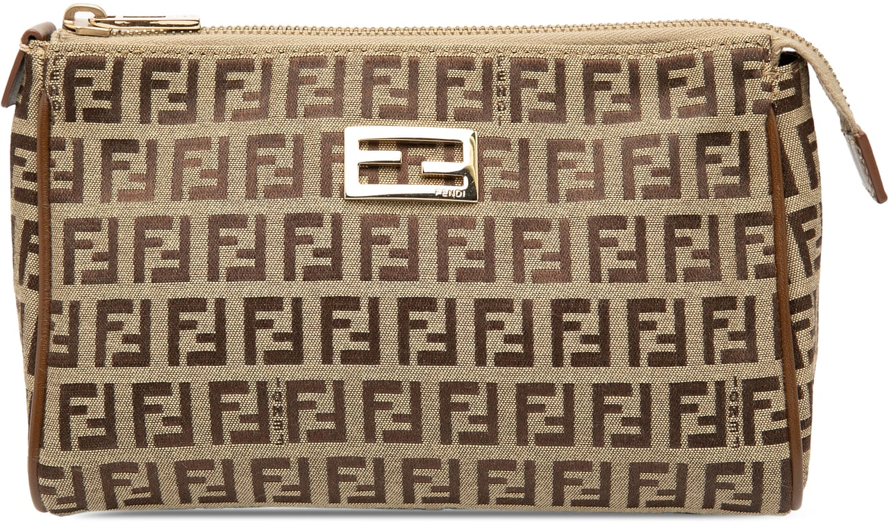 Fendi Zucchino Canvas Pouch Bruin