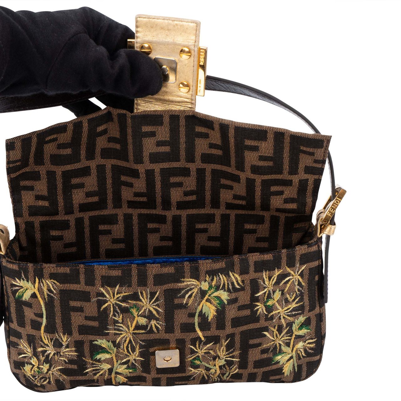 Fendi Fendi Limited Embroidered Monogram Baguette Shoulder Bag Divers
