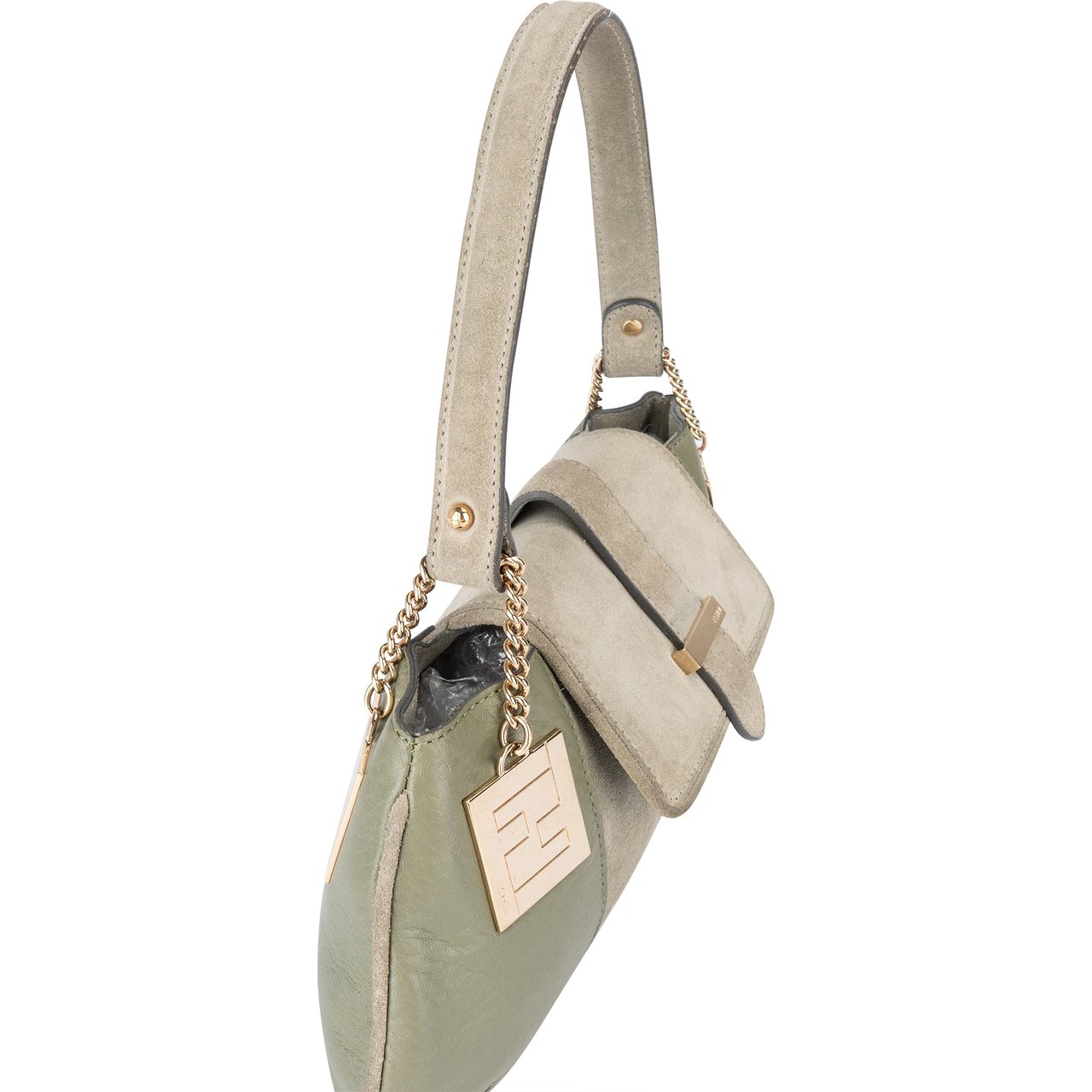 Fendi Fendi RARE ARCHIVE Green Leather FF Hobo Groen