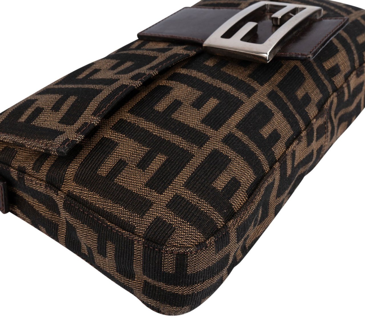 Fendi Monogram FF Zucca Baguette Shoulder Bag Bruin