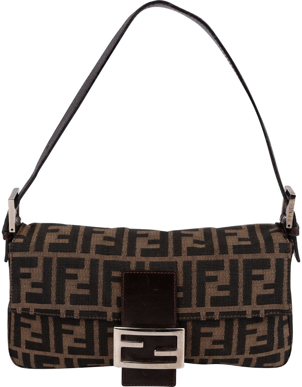 Fendi Monogram FF Zucca Baguette Shoulder Bag Bruin