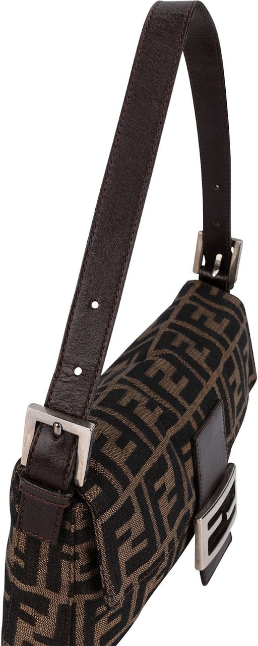 Fendi Monogram FF Zucca Baguette Shoulder Bag Bruin