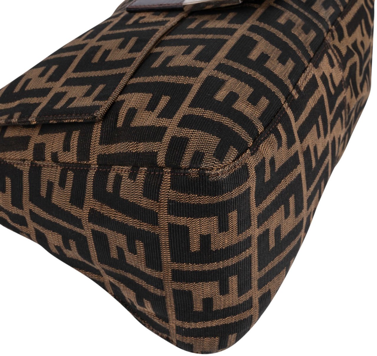 Fendi Monogram Zucca Canvas Mamma Baguette Shoulder Bag Bruin