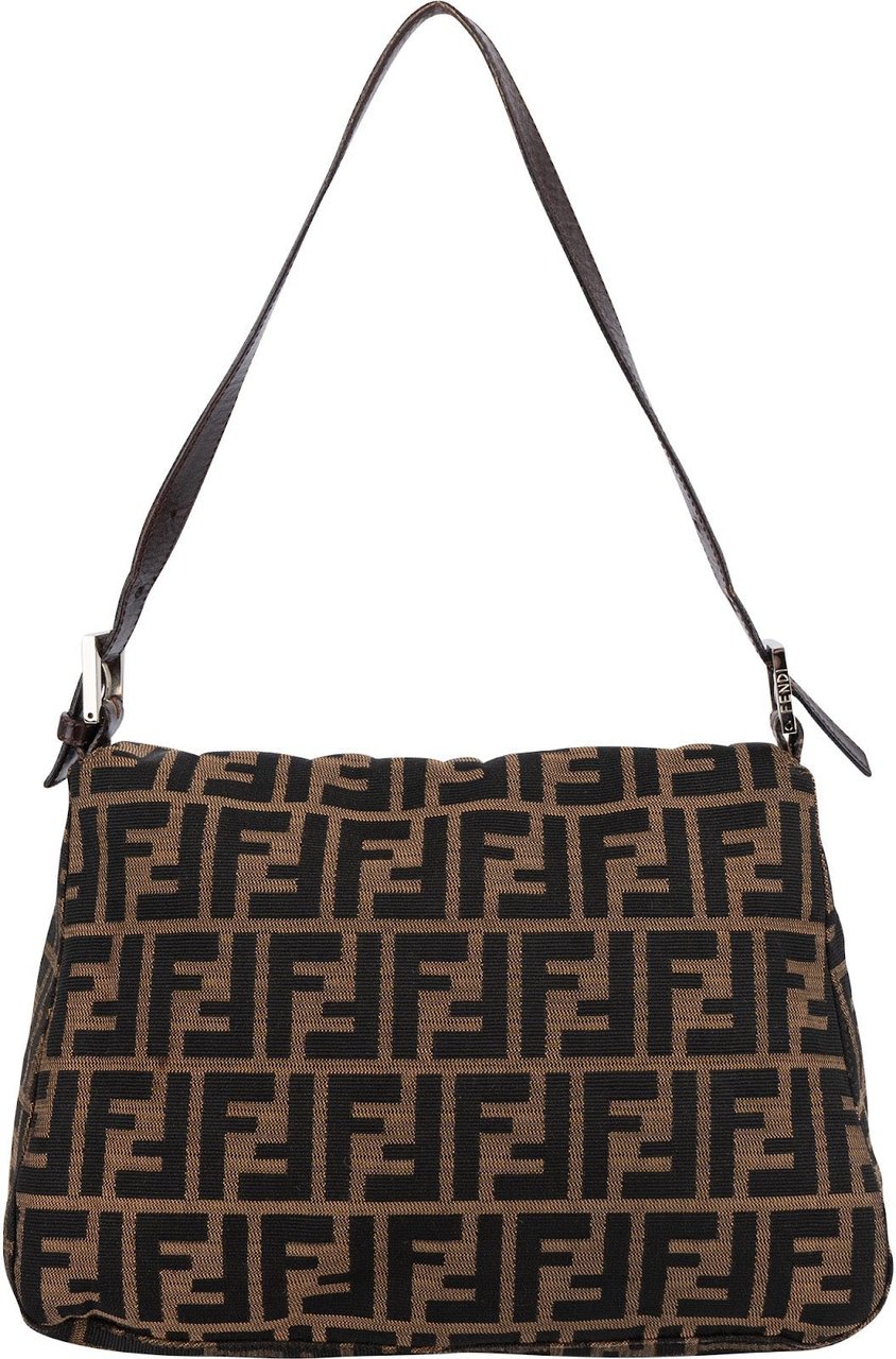 Fendi Monogram Zucca Canvas Mamma Baguette Shoulder Bag Bruin