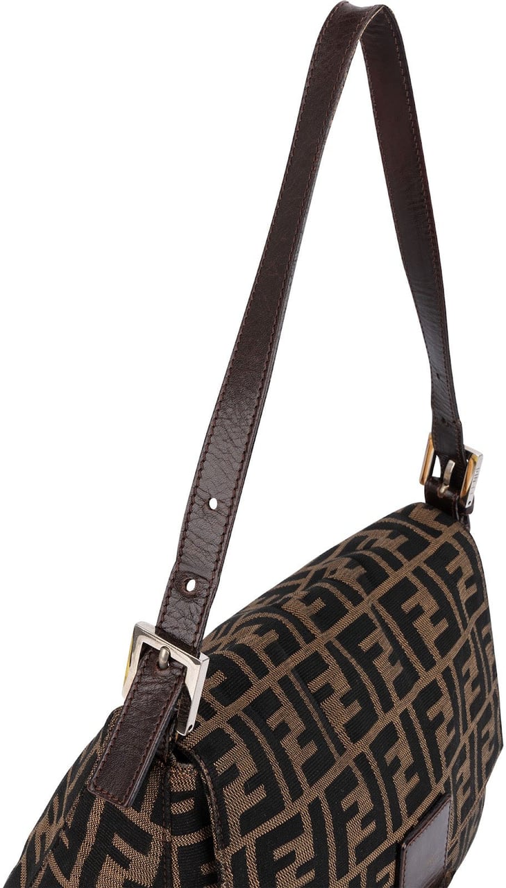 Fendi Monogram Zucca Canvas Mamma Baguette Shoulder Bag Bruin