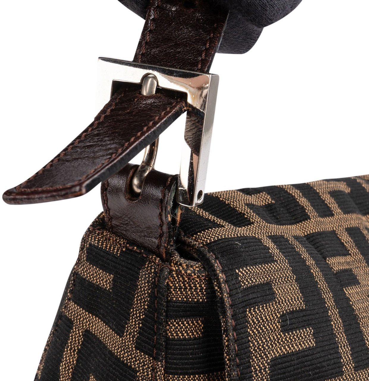 Fendi Monogram Zucca Canvas Mamma Baguette Shoulder Bag Bruin