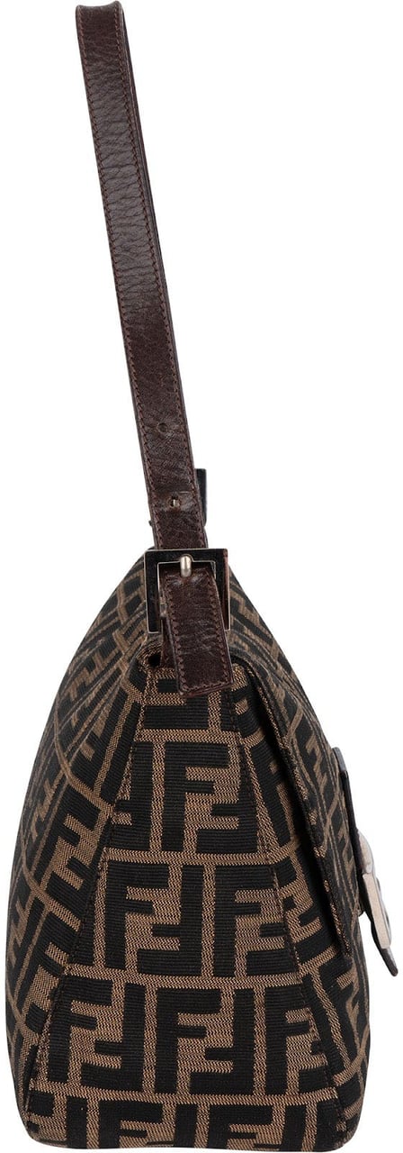 Fendi Monogram Zucca Canvas Mamma Baguette Shoulder Bag Bruin