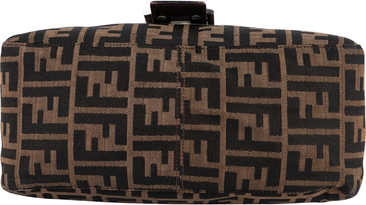 Fendi Monogram Zucca Canvas Mamma Baguette Shoulder Bag Bruin