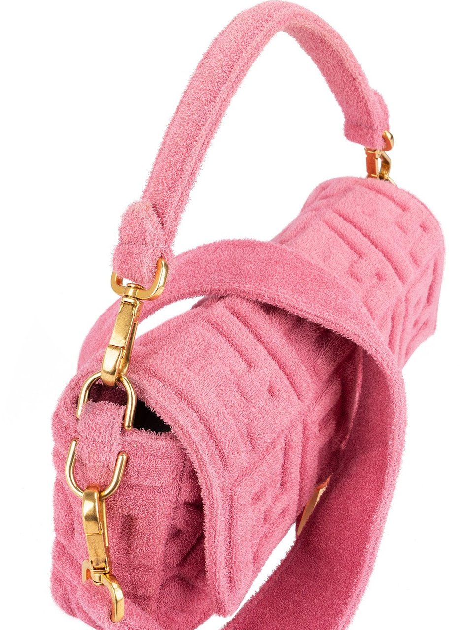 Fendi Limited Pink Terry Cloth Baguette Handbag Rood
