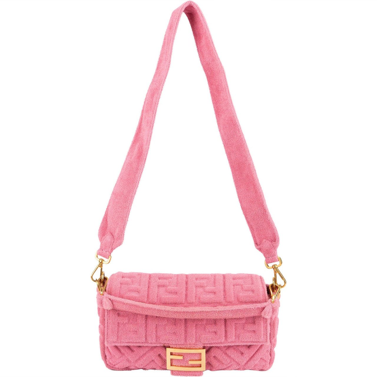 Fendi Limited Pink Terry Cloth Baguette Handbag Rood