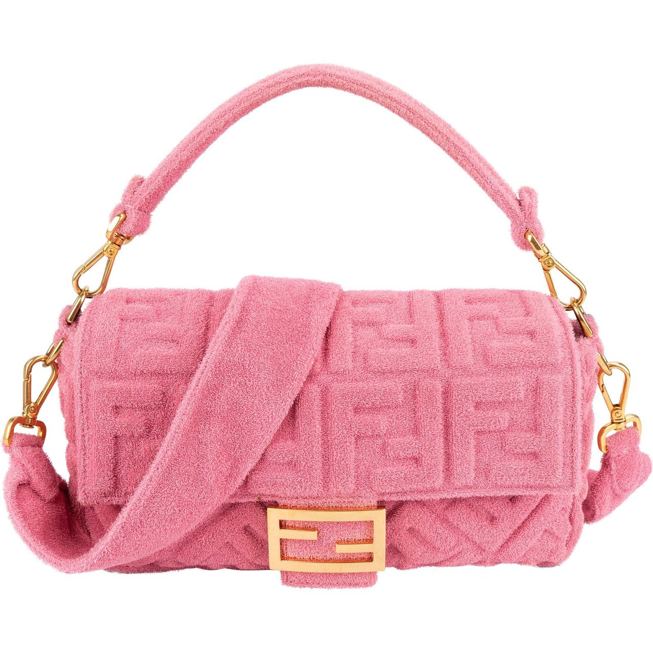Fendi Limited Pink Terry Cloth Baguette Handbag Rood