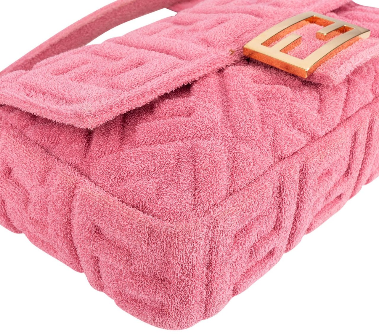 Fendi Limited Pink Terry Cloth Baguette Handbag Rood