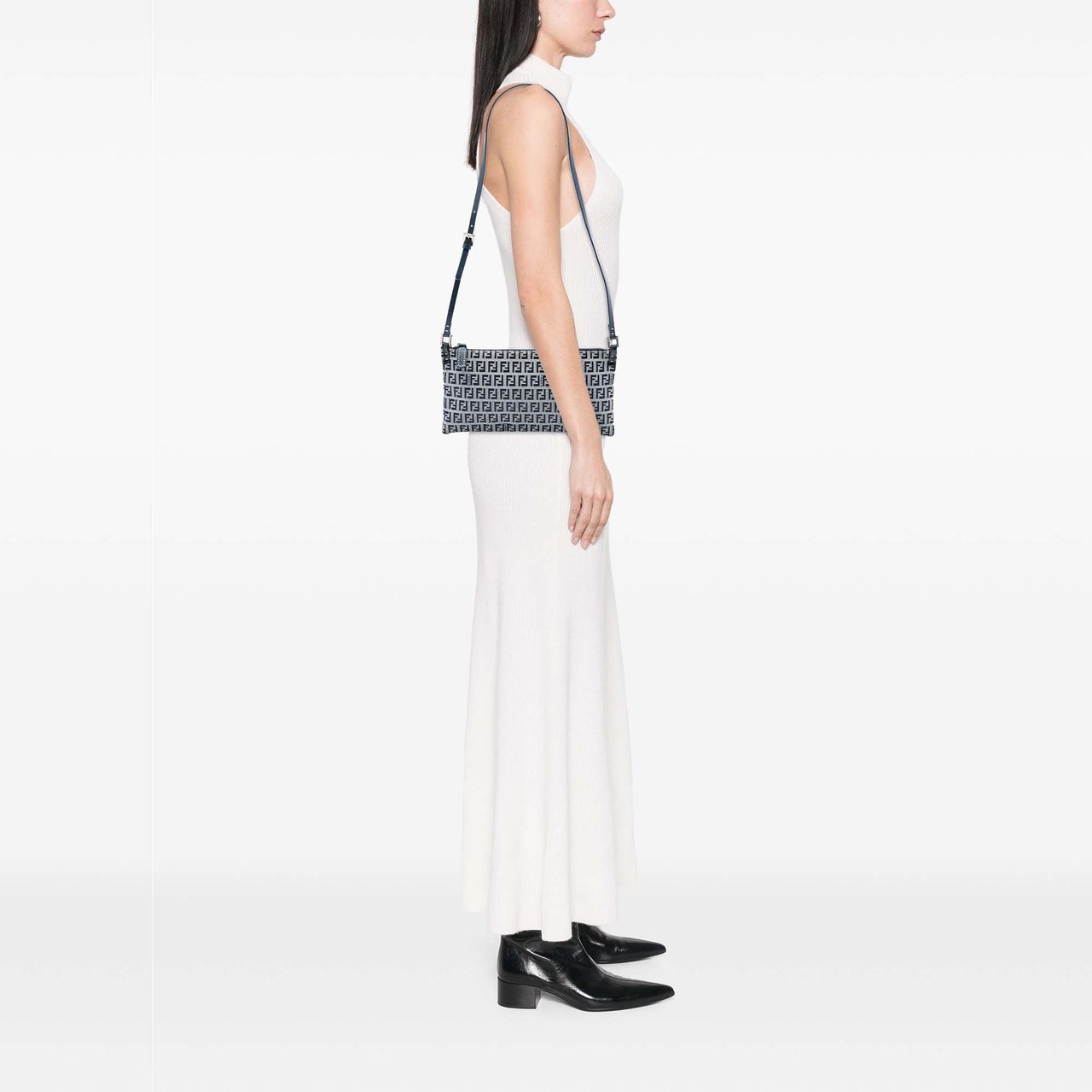 Fendi Zucchino Canvas Crossbody Grijs