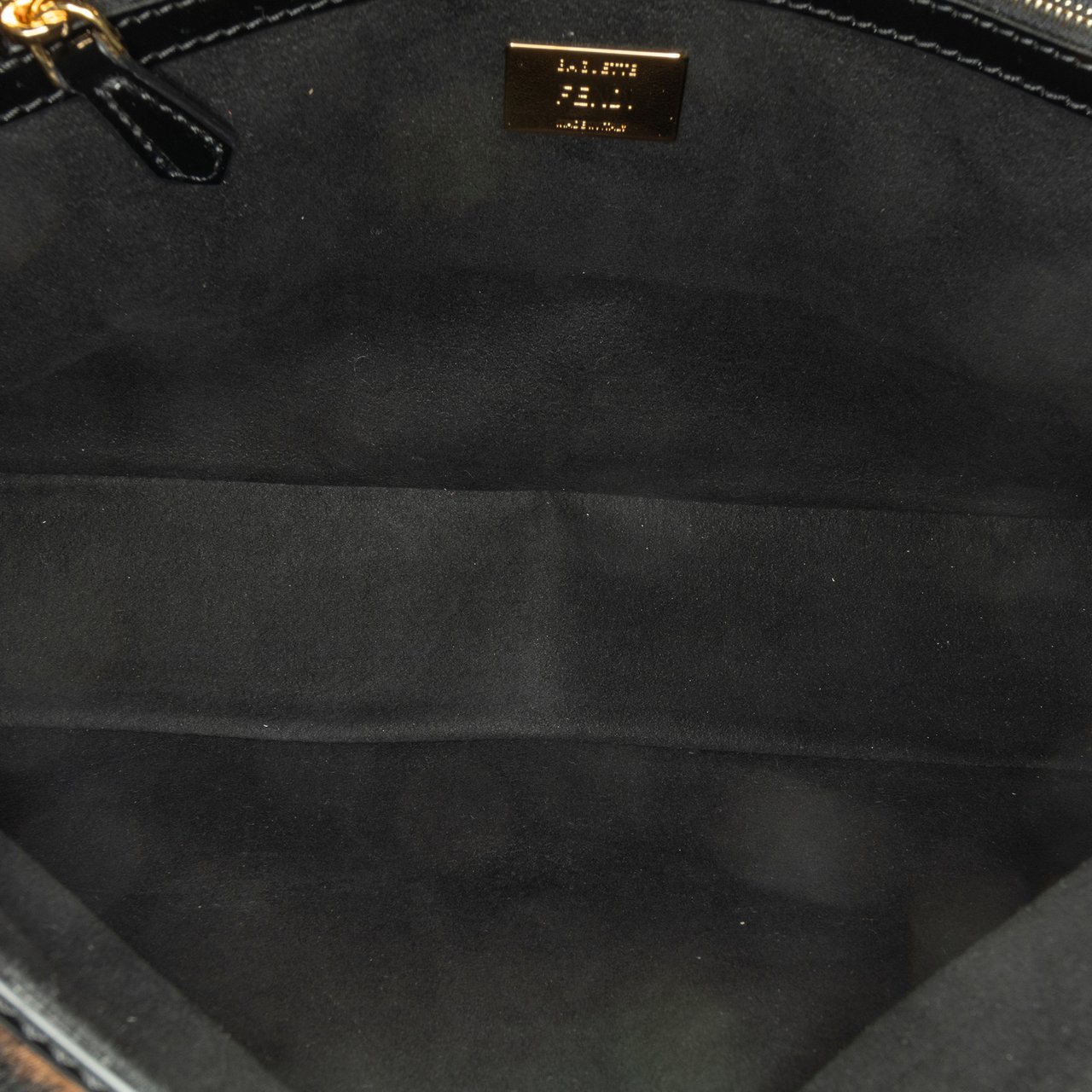 Fendi Shearling Pequin Baguette Satchel Zwart