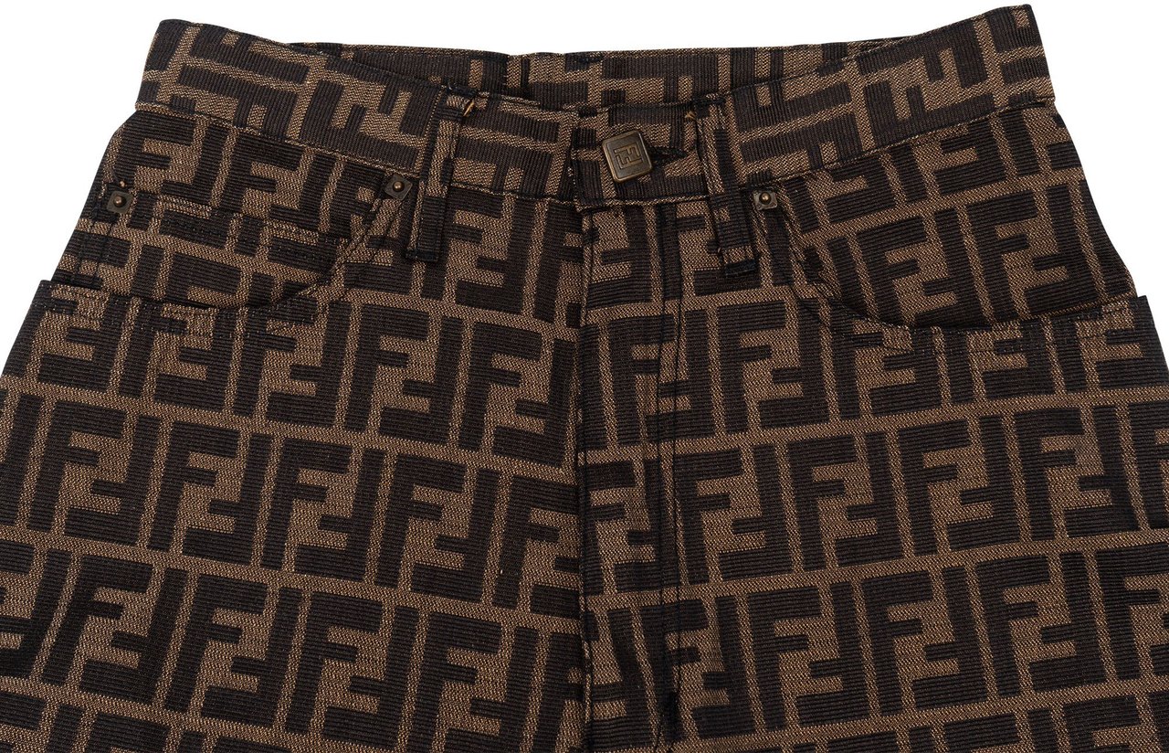 Fendi FF Monogram Women Jeans Pants (D 36 / IT 41) Bruin