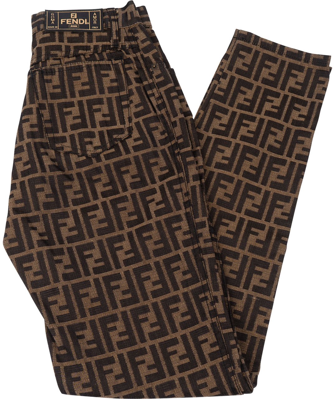 Fendi FF Monogram Women Jeans Pants (D 38 / IT 43) Bruin