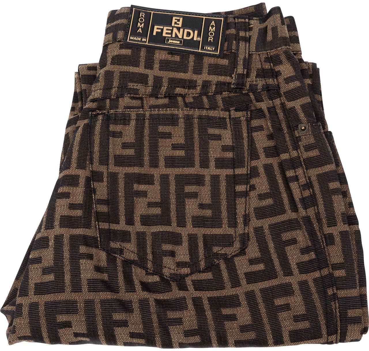 Fendi FF Monogram Women Jeans Pants (D 38 / IT 43) Bruin