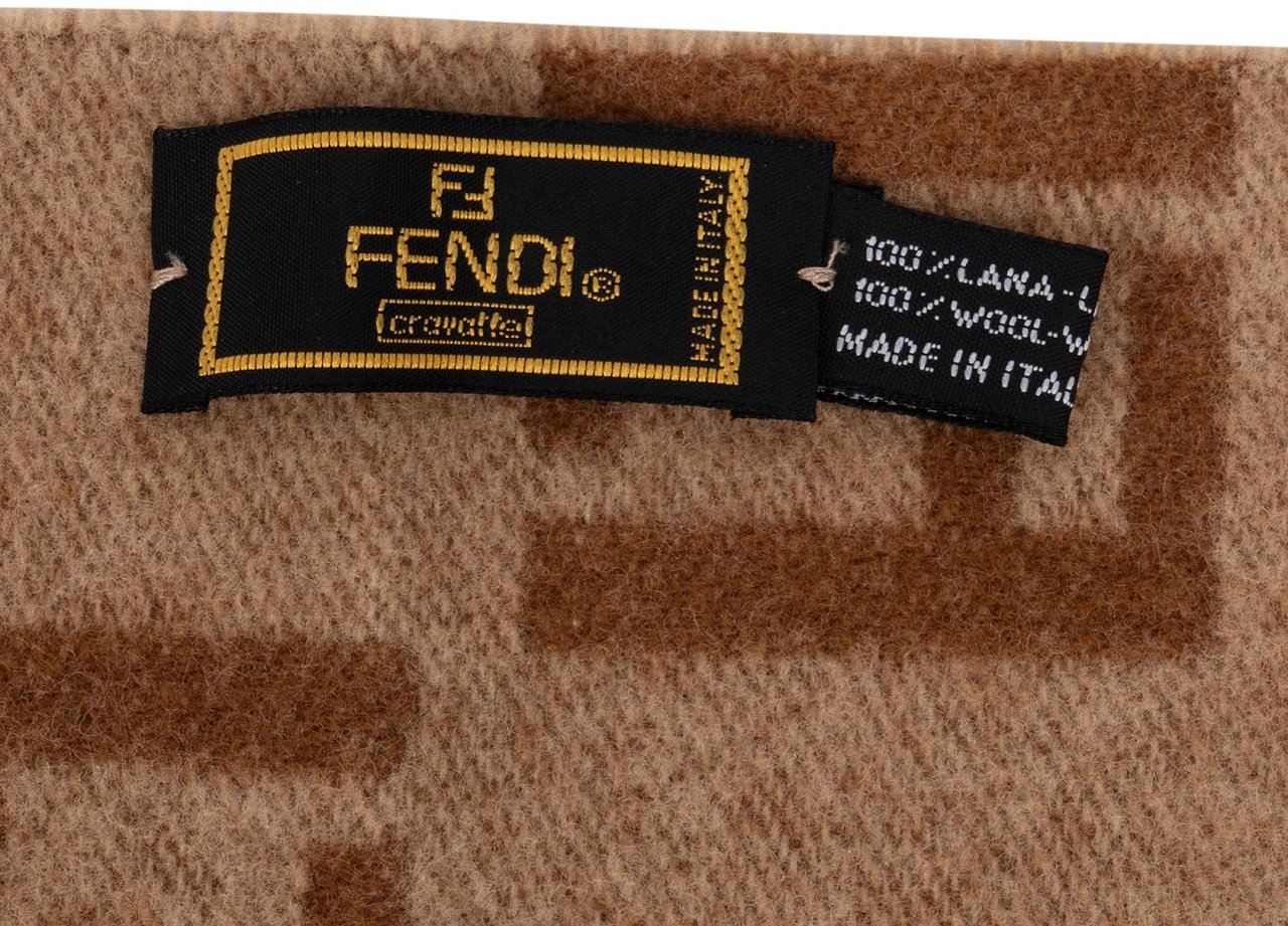 Fendi Wool FF Monogram Scarf Schal Bruin