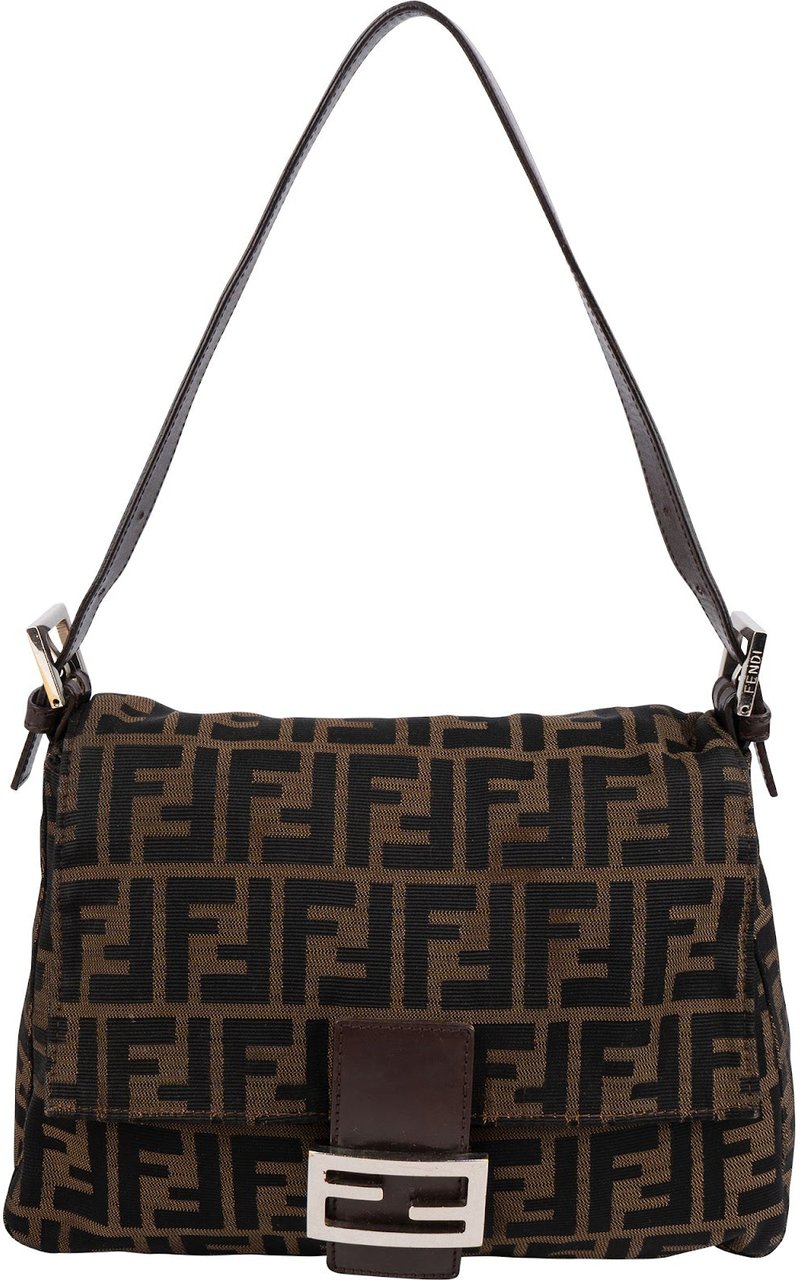Fendi Monogram FF Mamma Baguette Shoulder Bag Bruin