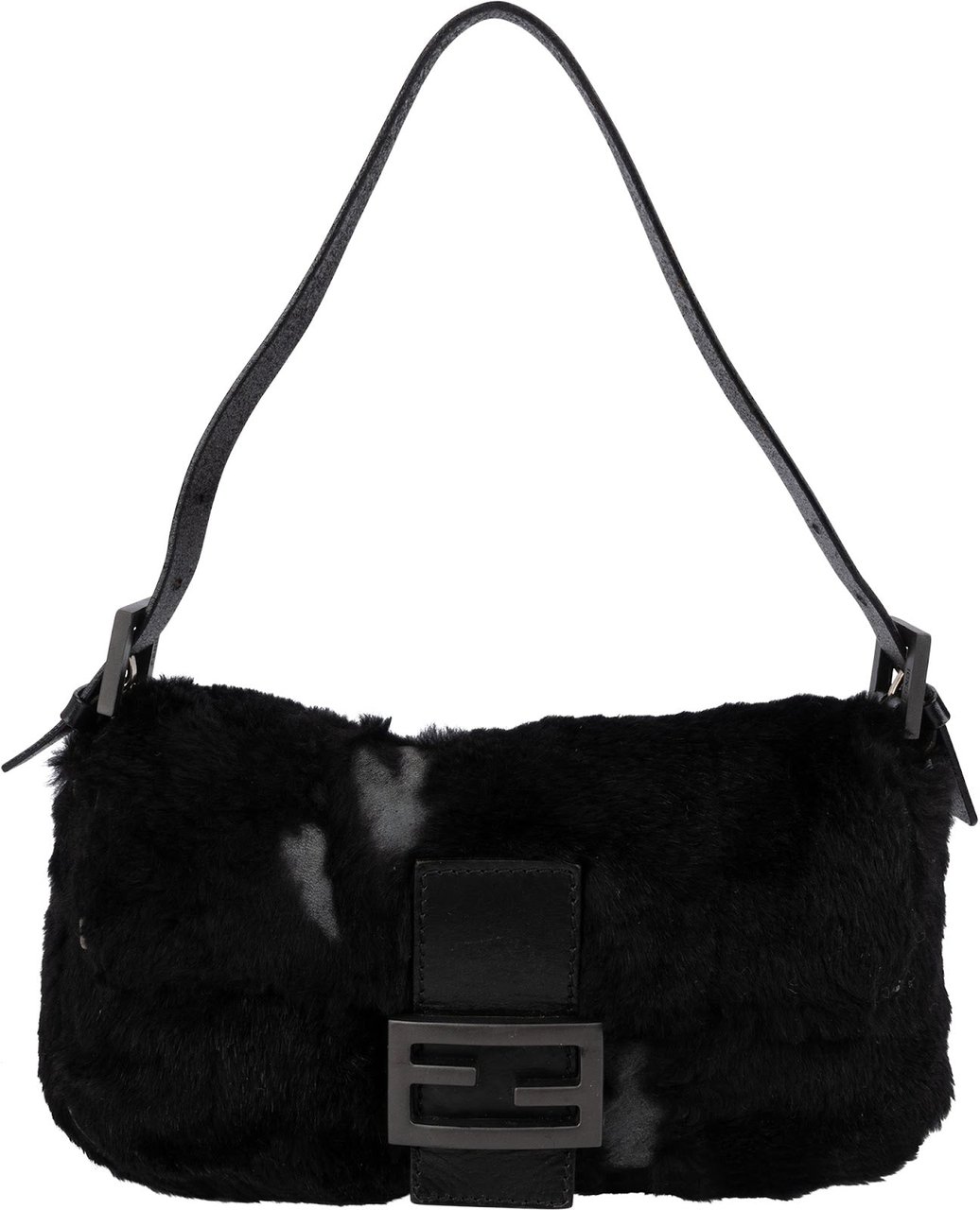 Fendi Limited Fur Baguette Shoulder Bag Zwart