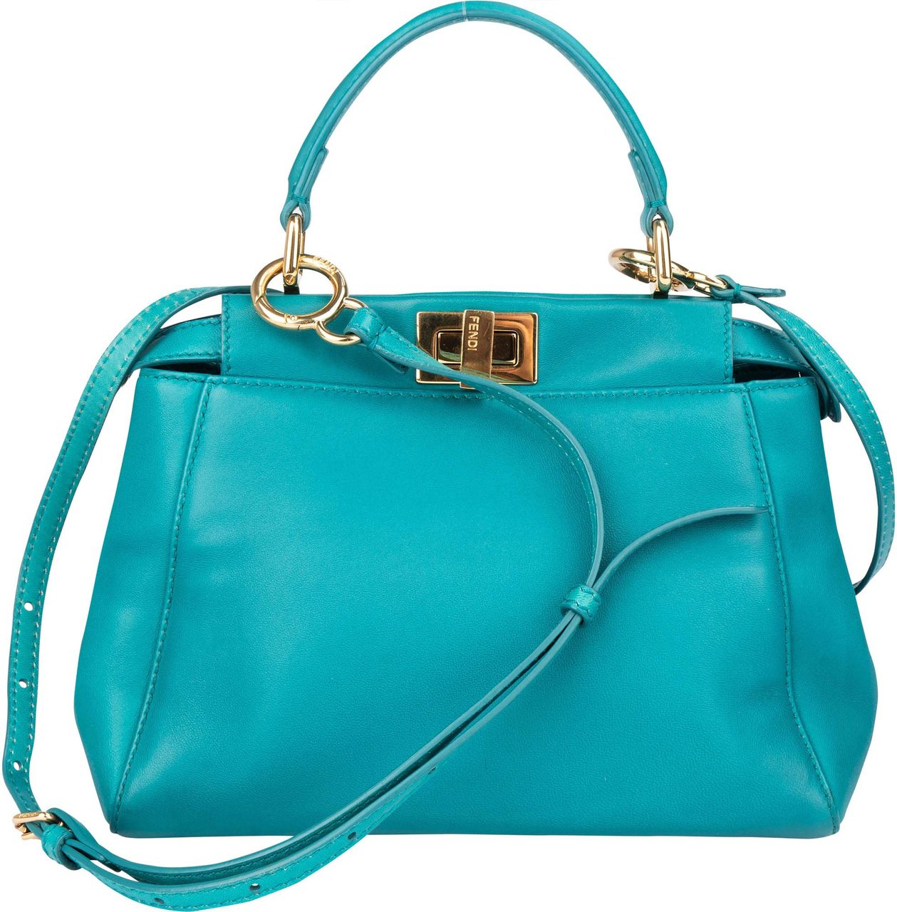 Fendi Fendi Blue Leather Peekaboo Handbag Blauw