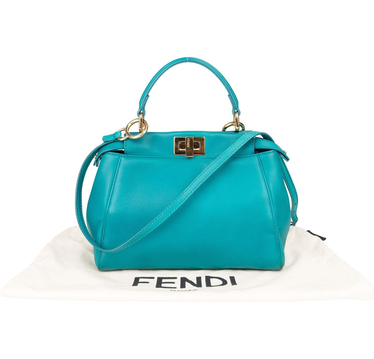 Fendi Fendi Blue Leather Peekaboo Handbag Blauw