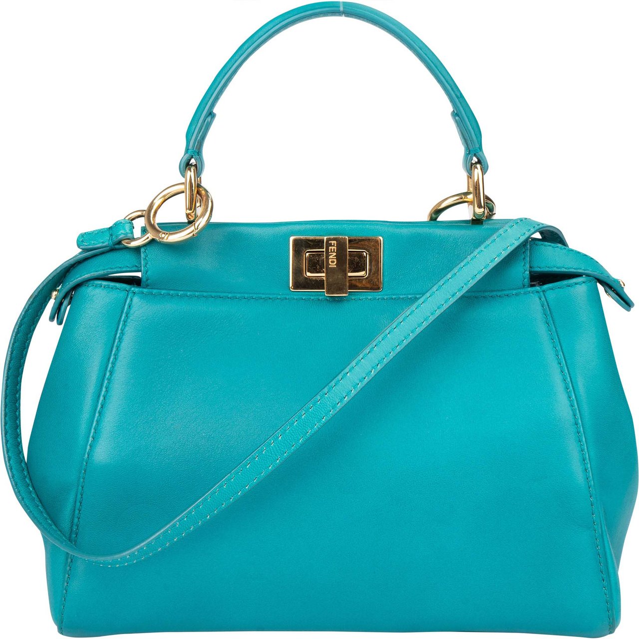 Fendi Fendi Blue Leather Peekaboo Handbag Blauw