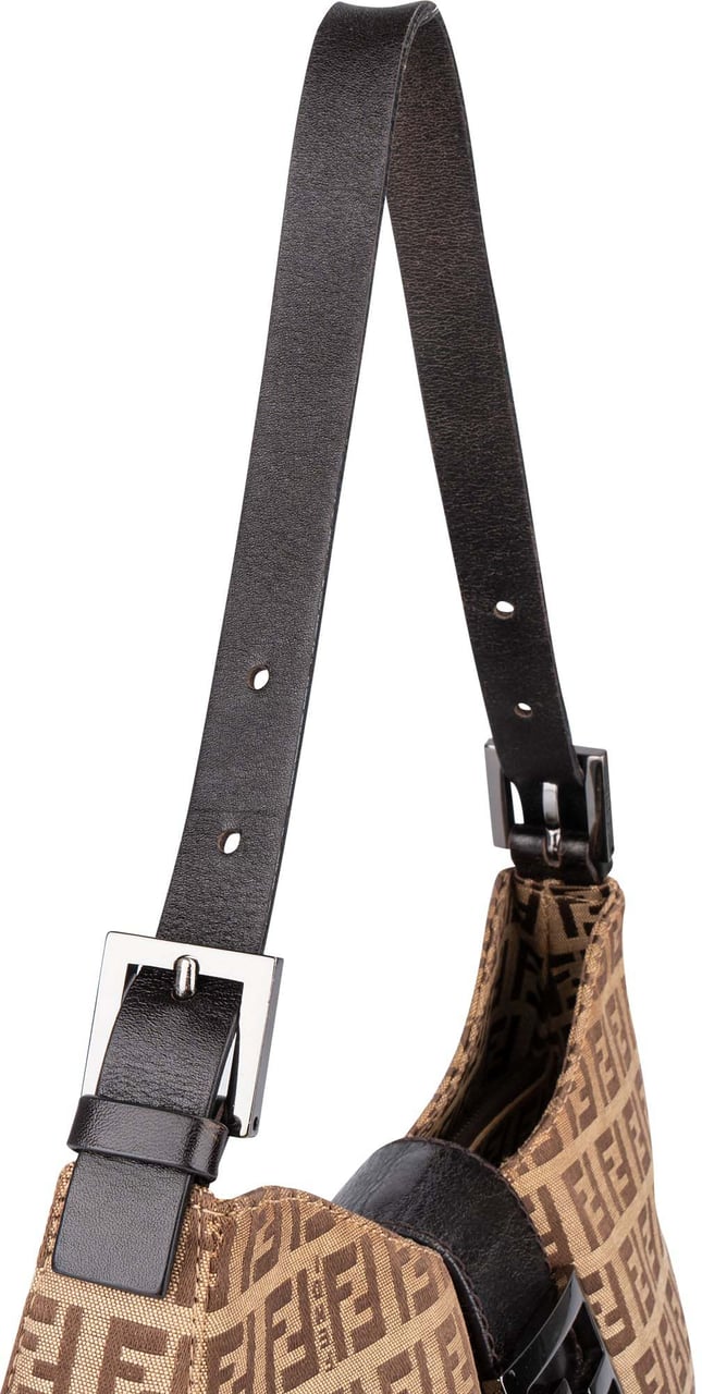 Fendi Fendi FF Monogram Baguette Buckle Shoulder Bag Bruin