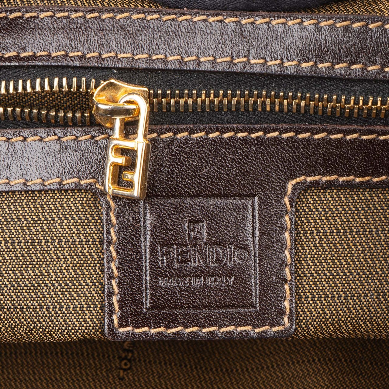 Fendi Fendi FF Monogram Baguette Buckle Handbag Bruin