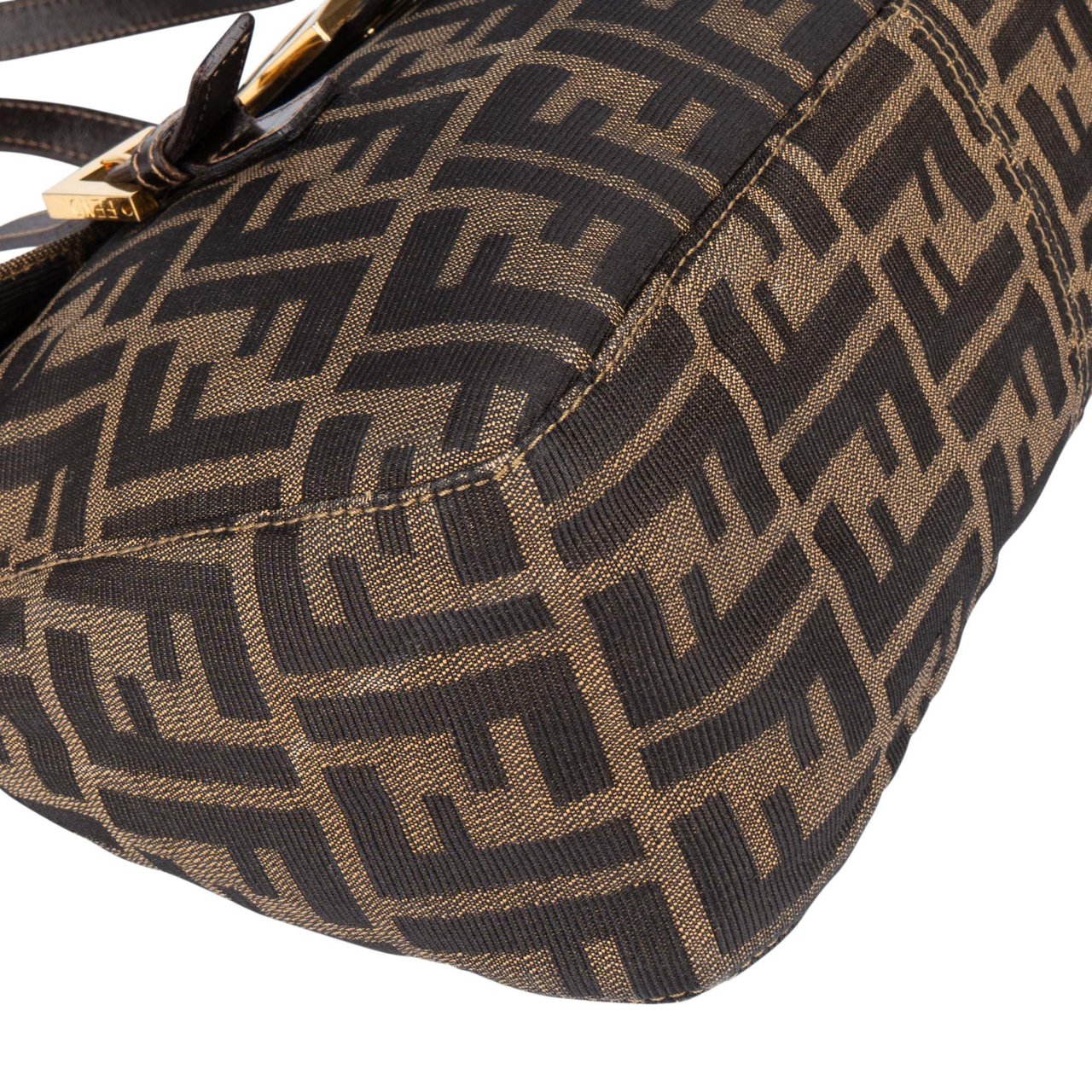 Fendi Fendi FF Monogram Baguette Buckle Handbag Bruin
